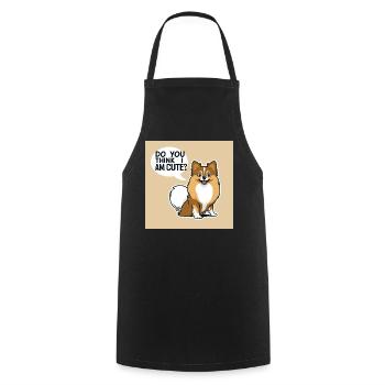 Funny Pomeranian Dog - Do You Think I Am Cute? - Cooking Apron - black - Front - AI Model Male 185 dark (185cm)