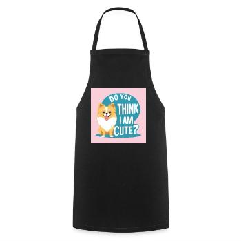 Pomeranian Dog "Do You Think I am cute?" - Cooking Apron - black - Front - AI Model Male 185 dark (185cm)