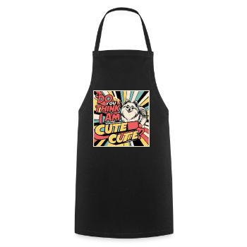 Funny Pomeranian Dog - Do You Think I Am Cute? - Cooking Apron - black - Front - AI Model Male 185 dark (185cm)