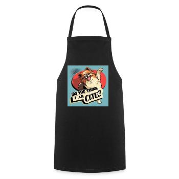 Funny Pomeranian Dog - Do You Think I Am Cute? - Cooking Apron - black - Front - AI Model Male 185 dark (185cm)