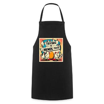 La joie du poulet – essayer de maintenir le rythme - Tablier de cuisine - noir - Devant - AI Model Male 185 dark (185cm)