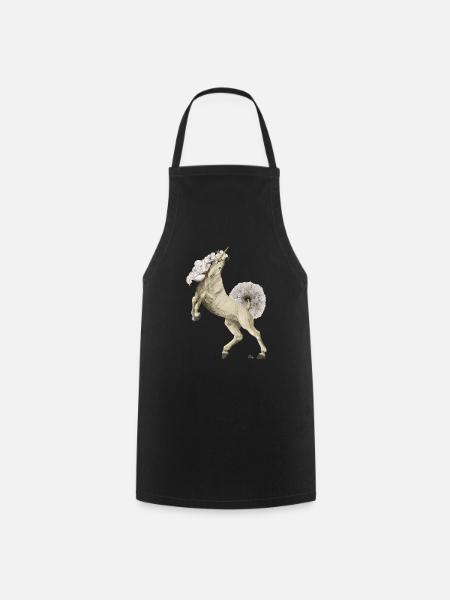 Unicorn with tail and mane made of dandelion - Cooking Apron - black