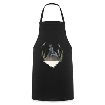 Nymphe dans un étang - Tablier de cuisine - noir - Devant - AI Model Male 185 dark (185cm)