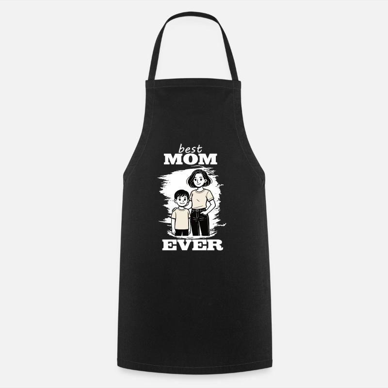 Best Mom Ever - Mother Son Design - Cooking Apron - black