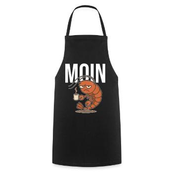MOIN – Grummelige Krabbe mit Kaffee | Morgenmuffel - Kochschürze - Schwarz - Vorne - AI Model Male 185 dark (185cm)