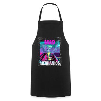 Mad Mechanics – Neon Monkey Garage Art - Cooking Apron - black - Front - AI Model Male 185 dark (185cm)