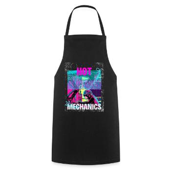 Hot Mechanics – Neon Monkey Garage Design - Cooking Apron - black - Front - AI Model Male 185 dark (185cm)