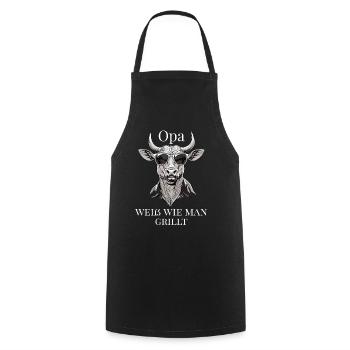 Grandpa knows how to grill – cult for the grill - Cooking Apron - black - Front - AI Model Male 185 dark (185cm)
