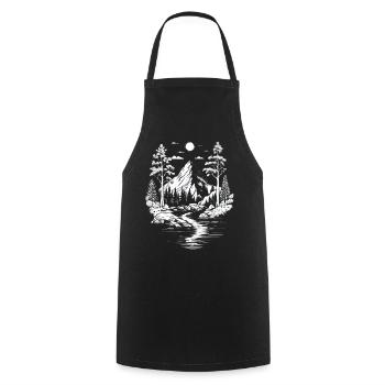 Nature Lovers Mountain Nature Landscape Trees River - Cooking Apron - black - Front - AI Model Male 185 dark (185cm)