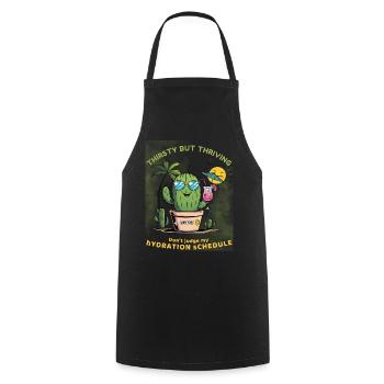 Summer cactus – Thirsty but full of life - Cooking Apron - black - Front - AI Model Male 185 dark (185cm)