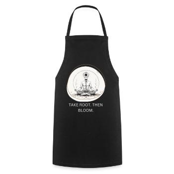 Flower meditation with root connection - Cooking Apron - black - Front - AI Model Male 185 dark (185cm)