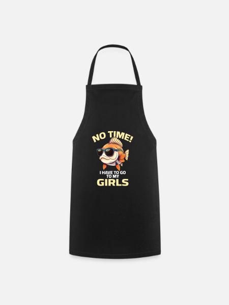 Fish with Sunglasses Aquarium Fishing Fisherman - Cooking Apron - black
