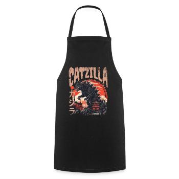 Chat Kaiju Japonais - Tablier de cuisine - noir - Devant - AI Model Male 185 dark (185cm)