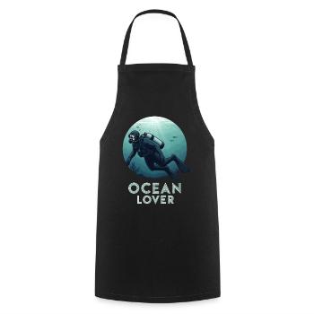 Taucher Ocean Lover Unterwasser für Taucherfreunde - Kochschürze - Schwarz - Vorne - AI Model Male 185 dark (185cm)