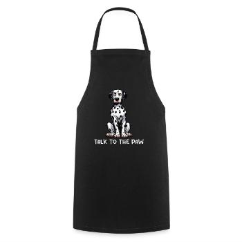 Parlez à la patte Gardien dalmatien dalmatien - Tablier de cuisine - noir - Devant - AI Model Male 185 dark (185cm)