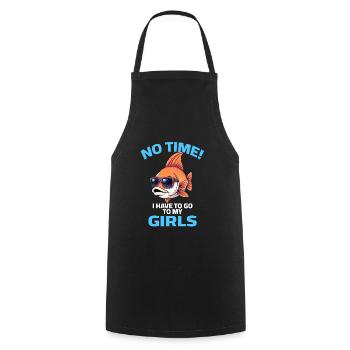 poisson cool disant pêcheur Verseau filles - Tablier de cuisine - noir - Devant - AI Model Male 185 dark (185cm)