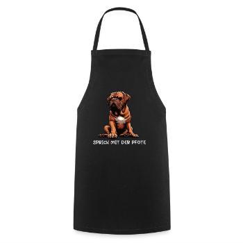 Sprich mit der Pfote Bordeaux Dogge Bordeauxs  - Kochschürze - Schwarz - Vorne - AI Model Male 185 dark (185cm)