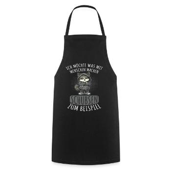 Menschen Schubsen Lustiger Spruch - Kochschürze - Schwarz - Vorne - AI Model Male 185 dark (185cm)