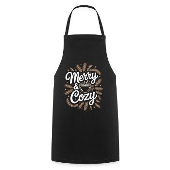 Illustration de tasse joyeuse et confortable - Tablier de cuisine - noir - Devant - AI Model Male 185 dark (185cm)