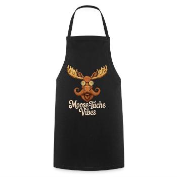Humor Animal Moose Joke Mustache - Cooking Apron - black - Front - AI Model Male 185 dark (185cm)