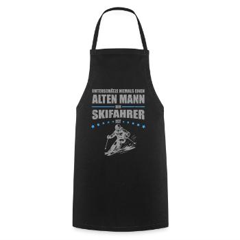 Alter Mann - lustiges Geschenk für Skifahrer - Kochschürze - Schwarz - Vorne - AI Model Male 185 dark (185cm)