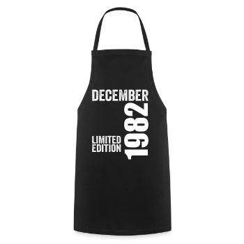 Cadeau Anniversaire Rétro - Décembre 1982 - Tablier de cuisine - noir - Devant - AI Model Male 185 dark (185cm)