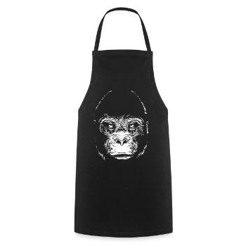 Gorille Ornement – œuvre d’art puissante en noir et blanc - Tablier de cuisine - noir - Devant - AI Model Male 185 dark (185cm)