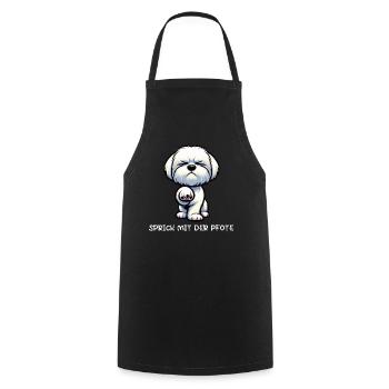 Parle à la pave propriétaire maltese - Tablier de cuisine - noir - Devant - AI Model Male 185 dark (185cm)
