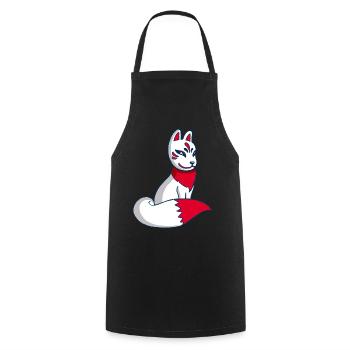 White and Red Fox Manga - Kochschürze - Schwarz - Vorne - AI Model Male 185 dark (185cm)