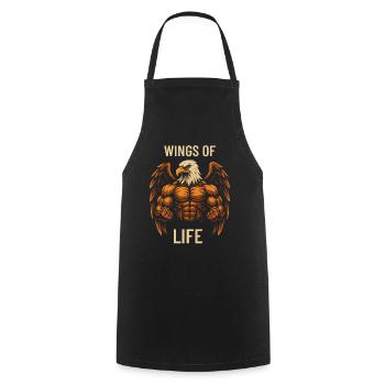 Ailes de la vie – Muscles d’aigle - Tablier de cuisine - noir - Devant - AI Model Male 185 dark (185cm)