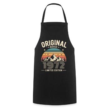 Vintage Born in March 1972 Original 54 years ago - Cooking Apron - black - Front - AI Model Male 185 dark (185cm)