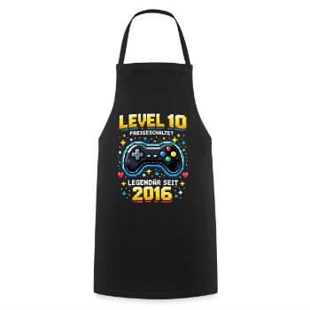 10e anniversaire 2016 Niveau 10 Jeune Joueur Drôle - Tablier de cuisine - noir - Devant - AI Model Male 185 dark (185cm)