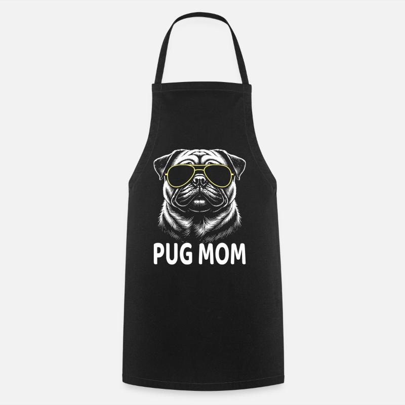 Pug Mom - Cooking Apron - black