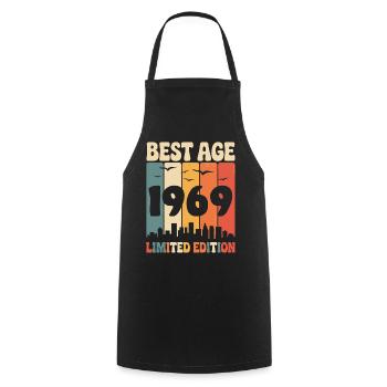  1969 anniversaire rétro 1969 vintage 1969 - Tablier de cuisine - noir - Devant - AI Model Male 185 dark (185cm)
