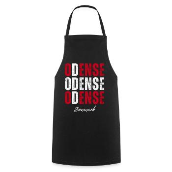 Odense in the Heart, Denmark present - Cooking Apron - black - Front - AI Model Male 185 dark (185cm)
