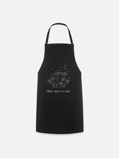 La magie pousse la nuit Conception des champignons - Tablier de cuisine - noir