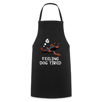 Feeling Dog Tired Doberman Doberman Owner - Cooking Apron - black - Front - AI Model Male 185 dark (185cm)