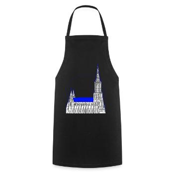 Ulm Motiv 4 Münster Line Art – Minimal Skyline - Kochschürze - Schwarz - Vorne - AI Model Male 185 dark (185cm)