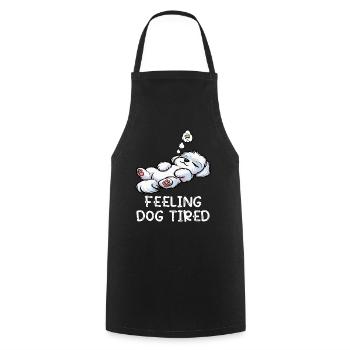 Feeling Dog Tired Maltese Maltese Owner - Cooking Apron - black - Front - AI Model Male 185 dark (185cm)
