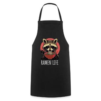 Japan Cat Ramen Noodle Retro Wave Motif - Cooking Apron - black - Front - AI Model Male 185 dark (185cm)