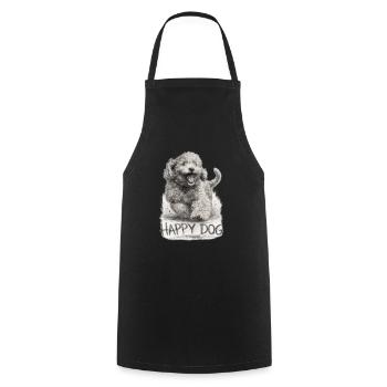 Happy Dog Hand Drawn Pencil Sketch - Cooking Apron - black - Front - AI Model Male 185 dark (185cm)