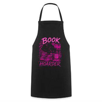 Book Hoarder Cat – Pink Book Love - Cooking Apron - black - Front - AI Model Male 185 dark (185cm)
