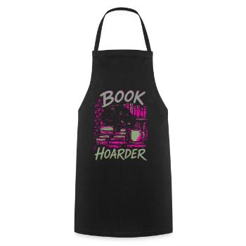 Book Hoarder Bücherhorde Katze Neon Farben - Kochschürze - Schwarz - Vorne - AI Model Male 185 dark (185cm)