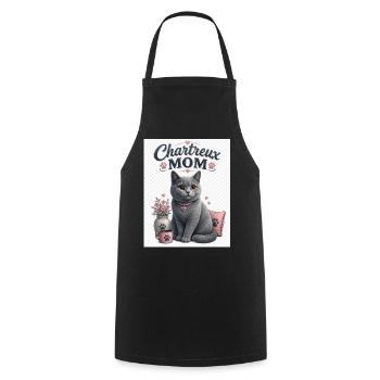 Maman Charteux Amour du chat gris - Tablier de cuisine - noir - Devant - AI Model Male 185 dark (185cm)