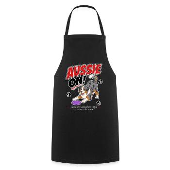 Aussie On! Australian Shepherd - Cooking Apron - black - Front - AI Model Male 185 dark (185cm)