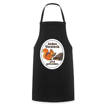 Geocaching Eichhörnchen Cache Schatz Geschenk - Kochschürze - Schwarz - Vorne - AI Model Male 185 dark (185cm)