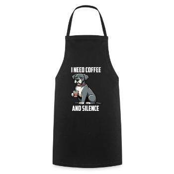 I Need Coffee and Silence Deutsche Dogge Doggen  - Kochschürze - Schwarz - Vorne - AI Model Male 185 dark (185cm)