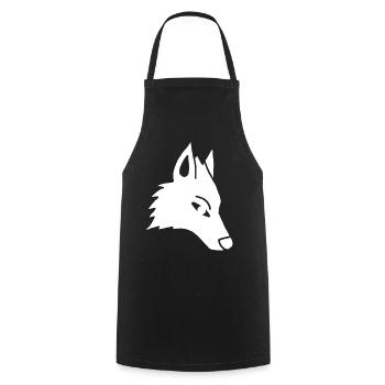 Wolf's Head Manga (weiß) - Kochschürze - Schwarz - Vorne - AI Model Male 185 dark (185cm)