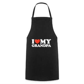 J’adore ma chemise coeur de grand-père - Tablier de cuisine - noir - Devant - AI Model Male 185 dark (185cm)