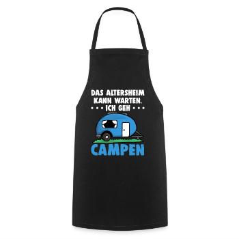 Camper Camping Wohnwagen Wohnmobile Geschenk Mann - Kochschürze - Schwarz - Vorne - AI Model Male 185 dark (185cm)